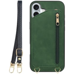 WORK54IP-GN-IP16PS [iPhone 16 Plus 用 背面型スマホショルダーケース/ロングストラップ＆カードポケット付き オリーブグリーン]