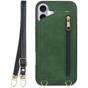WORK54IP-GN-IP16PS [iPhone 16 Plus 用 背面型スマホショルダーケース/ロングストラップ＆カードポケット付き オリーブグリーン]