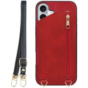 WORK54IP-RD-IP16PS [iPhone 16 Plus 用 背面型スマホショルダーケース/ロングストラップ＆カードポケット付き ロイヤルレッド]