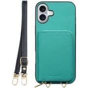 WORK24MPIP-TQ-IP16PS [iPhone 16 Plus 用 小銭入れ付きスマホケース/PUレザー/ストラップ付き ターコイズ]