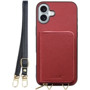 WORK24MPIP-RD-IP16PS [iPhone 16 Plus 用 小銭入れ付きスマホケース/PUレザー/ストラップ付き レッド]