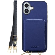 WORK24MPIP-NY-IP16PS [iPhone 16 Plus 用 小銭入れ付きスマホケース/PUレザー/ストラップ付き ネイビー]