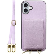 WORK25MPIP-PL-IP16PS [iPhone 16 Plus 用 小銭入れ付きスマホケース/本革/ストラップ付き ラベンダー]
