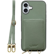 WORK25MPIP-DG-IP16PS [iPhone 16 Plus 用 小銭入れ付きスマホケース/本革/ストラップ付き ダルグリーン]