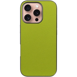 WORK24IP-LG-IP16PRO [iPhone 16 Pro 用 レザースマホケース/ストラップホール付き ライムグリーン]