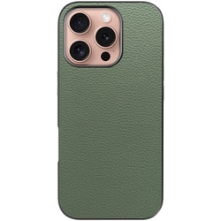 WORK25IP-DG-IP16PRO [iPhone 16 Pro 用 本革スマホケース/ストラップホール付き ダルグリーン]