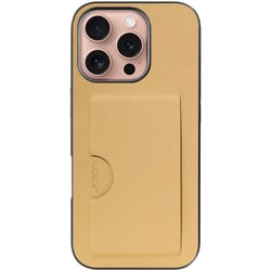 WORK28IP-GD-IP16PRO [iPhone 16 Pro 用 PUレザースマホケース/カードポケット＆ストラップホール付き ゴールド]