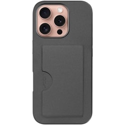 WORK28IP-GY-IP16PRO [iPhone 16 Pro 用 PUレザースマホケース/カードポケット＆ストラップホール付き グレー]