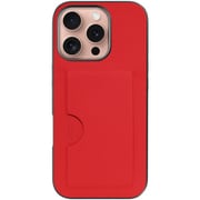 WORK28IP-RD-IP16PRO [iPhone 16 Pro 用 PUレザースマホケース/カードポケット＆ストラップホール付き レッド]
