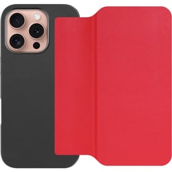 WORK38IP-RD-IP16PRO [iPhone 16 Pro 用 PUレザースマホケース/ストラップホール＆カードポケット付き スカーレット]