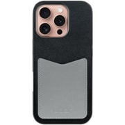 WORK49IP-BKGY-IP16PRO [iPhone 16 Pro 用 PUレザースマホケース/ストラップホール＆カードポケット付き ブラックグレー]