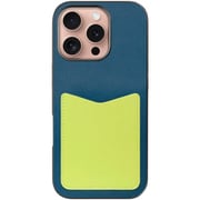 WORK49IP-NYYL-IP16PRO [iPhone 16 Pro 用 PUレザースマホケース/ストラップホール＆カードポケット付き ネイビーイエロー]