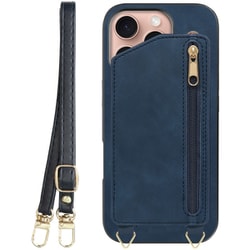 WORK54IP-BU-IP16PRO [iPhone 16 Pro 用 背面型スマホショルダーケース/ロングストラップ＆カードポケット付き クラシックブルー]