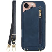 WORK54IP-BU-IP16PRO [iPhone 16 Pro 用 背面型スマホショルダーケース/ロングストラップ＆カードポケット付き クラシックブルー]