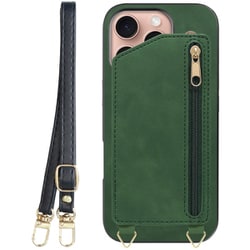 WORK54IP-GN-IP16PRO [iPhone 16 Pro 用 背面型スマホショルダーケース/ロングストラップ＆カードポケット付き オリーブグリーン]