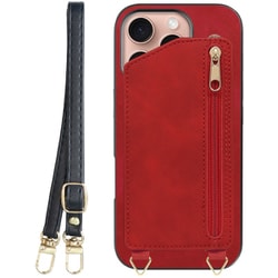 WORK54IP-RD-IP16PRO [iPhone 16 Pro 用 背面型スマホショルダーケース/ロングストラップ＆カードポケット付き ロイヤルレッド]