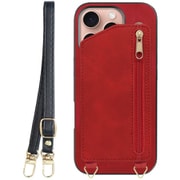 WORK54IP-RD-IP16PRO [iPhone 16 Pro 用 背面型スマホショルダーケース/ロングストラップ＆カードポケット付き ロイヤルレッド]