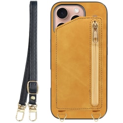 WORK54IP-YL-IP16PRO [iPhone 16 Pro 用 背面型スマホショルダーケース/ロングストラップ＆カードポケット付き ゴールデンイエロー]