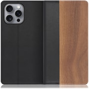 WORK08IP-KU-IP16PM [iPhone 16 Pro Max 用 天然木仕様の本革スマホケース/スタンド機能＆カードポケット付き 胡桃]