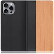 WORK08IP-SA-IP16PM [iPhone 16 Pro Max 用 天然木仕様の本革スマホケース/スタンド機能＆カードポケット付き 桜]