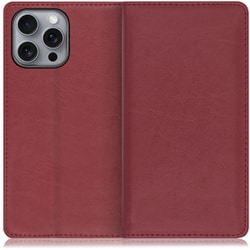 WORK10IP-RD-IP16PM [iPhone 16 Pro Max 用 本革スマホケース/スタンド機能＆カードポケット付き ワインレッド]