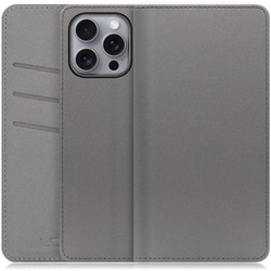 WORK13IP-NEWGY-IP16PM [iPhone 16 Pro Max 用 PUレザースマホケース/スタンド機能＆カードポケット付き グレー]