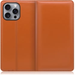 WORK14IP-OG-IP16PM [iPhone 16 Pro Max 用 本革スマホケース/スタンド機能＆カードポケット付き オレンジ]