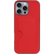 WORK28IP-RD-IP16PM [iPhone 16 Pro Max 用 PUレザースマホケース/カードポケット＆ストラップホール付き レッド]