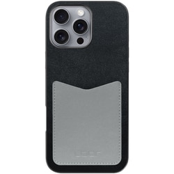 WORK49IP-BKGY-IP16PM [iPhone 16 Pro Max 用 PUレザースマホケース/ストラップホール＆カードポケット付き ブラックグレー]