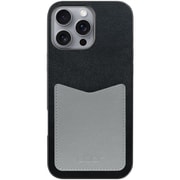 WORK49IP-BKGY-IP16PM [iPhone 16 Pro Max 用 PUレザースマホケース/ストラップホール＆カードポケット付き ブラックグレー]