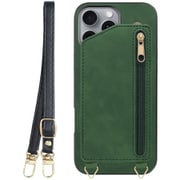 WORK54IP-GN-IP16PM [iPhone 16 Pro Max 用 背面型スマホショルダーケース/ロングストラップ＆カードポケット付き オリーブグリーン]