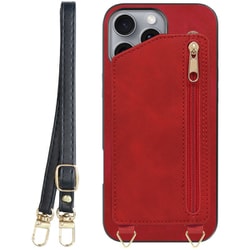 WORK54IP-RD-IP16PM [iPhone 16 Pro Max 用 背面型スマホショルダーケース/ロングストラップ＆カードポケット付き ロイヤルレッド]