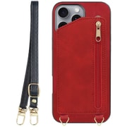 WORK54IP-RD-IP16PM [iPhone 16 Pro Max 用 背面型スマホショルダーケース/ロングストラップ＆カードポケット付き ロイヤルレッド]