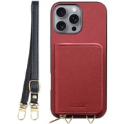 WORK24MPIP-RD-IP16PM [iPhone 16 Pro Max 用 小銭入れ付きスマホケース/PUレザー/ストラップ付き レッド]