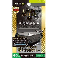 TR-AW2446-GLLD-GOCBK [Apple Watch 46mm Series 10 [LIGHT SHIELD＋] 衝撃吸収 ゴリラガラス 高透明 ガラス一体型TPUケース ブラック]