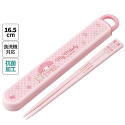 抗菌 スライド式箸・箸箱セット マイメロディ/ビックリボン ABS2AMAG