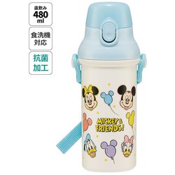 抗菌 直飲プラワンタッチボトル 480ml ミッキーフレンズ/風船 PSB5SANAG