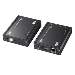 USB 延長 USBエクステンダー 4台 100m延長可能 USB2.0 DINレール付属 壁固定可能 USB-EXSET4