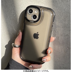 1821-15-BLACK [iPhone 15用 角がまぁるいスタンドケース ブラック]