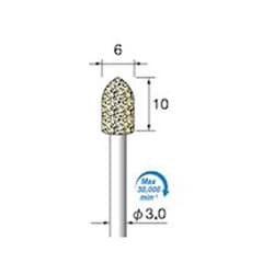 FB201 [アルゴファイル 軸付フェルトバフ ハード Φ6X10 Φ3.0軸]