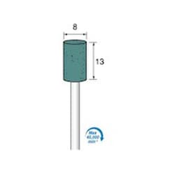 GS326 [アルゴファイル 軸付グリーン砥石#100 Φ8X13 Φ3.0軸 GC砥粒 5本入り]
