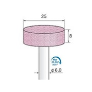 GS521 [アルゴファイル 軸付ピンク砥石#60 Φ25X8 Φ6.0軸 PA砥粒 5本入り]