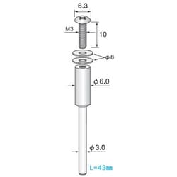 MR153 [アルゴファイル ステンレスマンドレールM3タイプねじ頭 Φ6.3X10L Φ3.0軸]