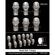 MAC45 1/35 汎用ヘッドセット1 怒りの表情 12個入 [プラモデル用パーツ]