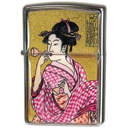 フレーム金箔エポ ビードロを吹く女