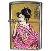 フレーム金箔エポ ビードロを吹く女