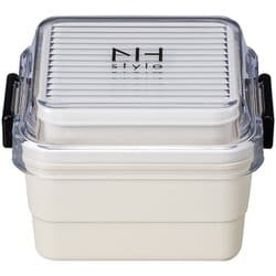 NHstyle スクエアストレージランチ アイボリー お弁当箱 上下計620ml 日本製 電子レンジ・食洗機可 272978