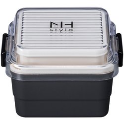 NHstyle スクエアストレージランチ アッシュグレー お弁当箱 上下計620ml 日本製 電子レンジ・食洗機可 272992