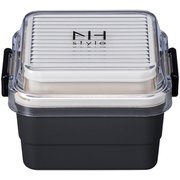 NHstyle スクエアストレージランチ アッシュグレー お弁当箱 上下計620ml 日本製 電子レンジ・食洗機可 272992