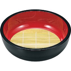 盛鉢 黒内朱 27cm 日本製 竹す付 710104